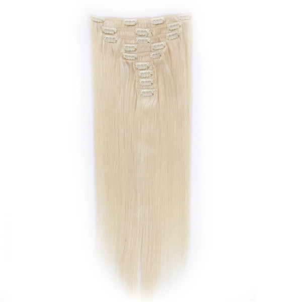 Clip in human hair extensions black color LJ024
